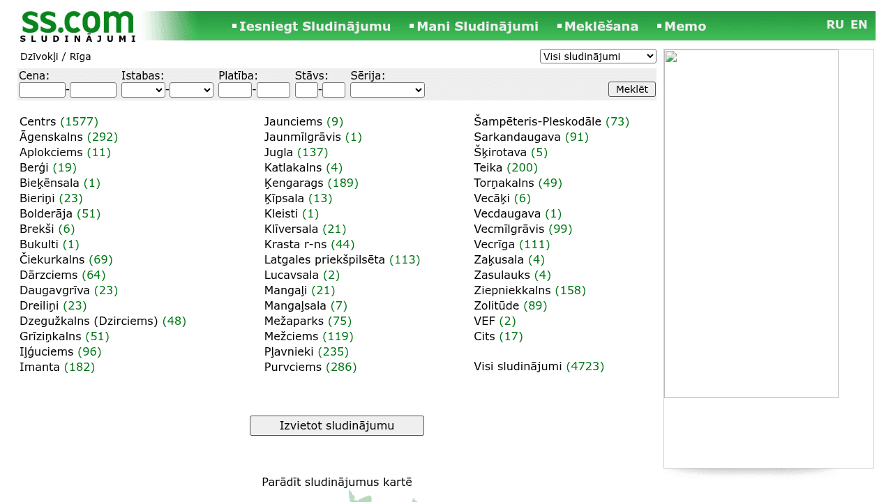 Screenshot of https://ss.com/lv/real-estate/flats/riga/