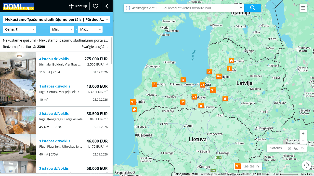 Screenshot of https://www.domimaps.lv/