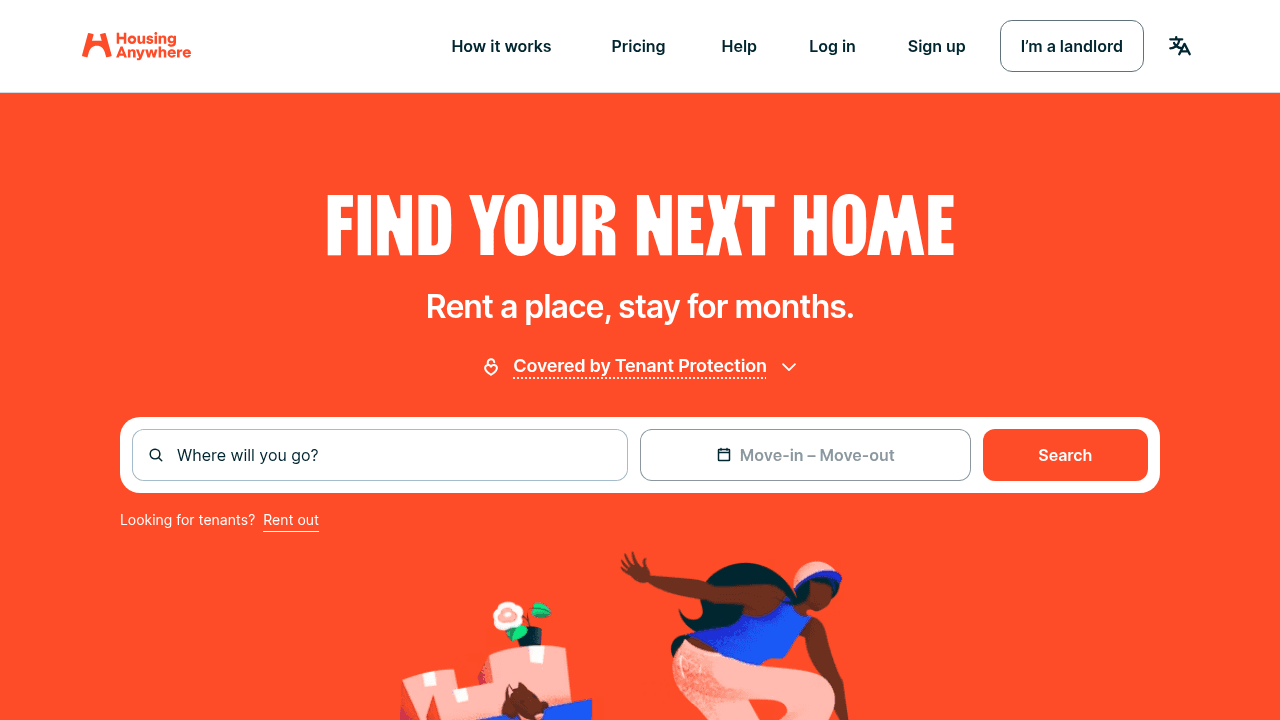 Screenshot of https://housinganywhere.com/