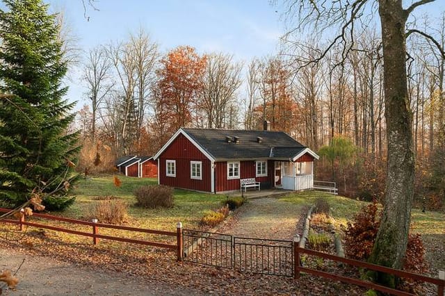 Front view of the red country home