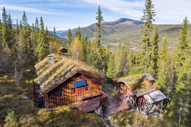 A charming holiday property consisting of a cabin and a separate outbuilding.