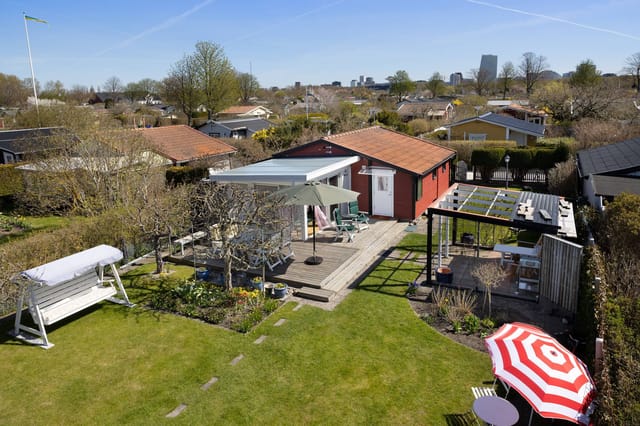 Exterior view of the house and garden