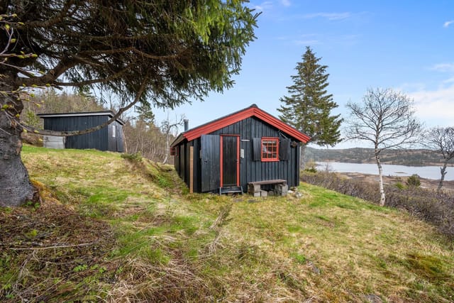 Front view of the cabin and property