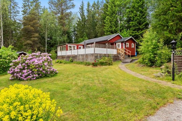Front view of the house and garden