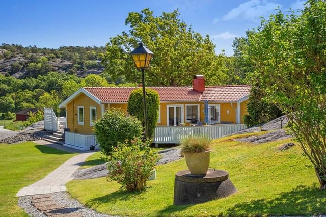Front view of the house and garden