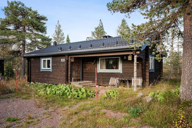 Exterior view of the log cabin