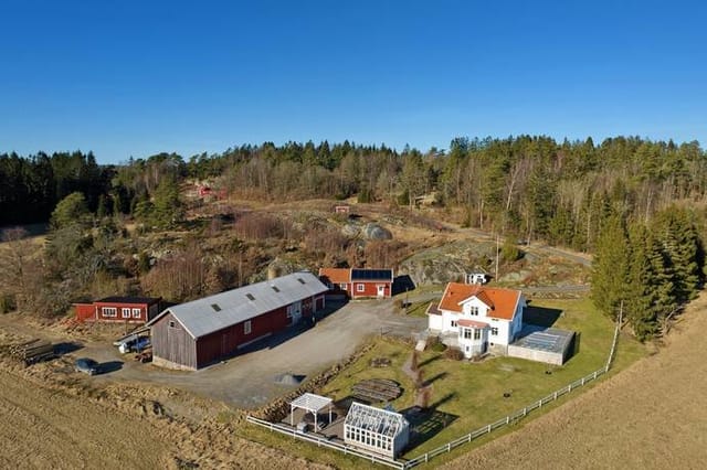 Front view of the farmhouse