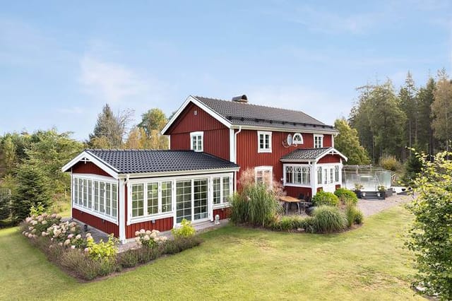 Front view of the renovated manor house