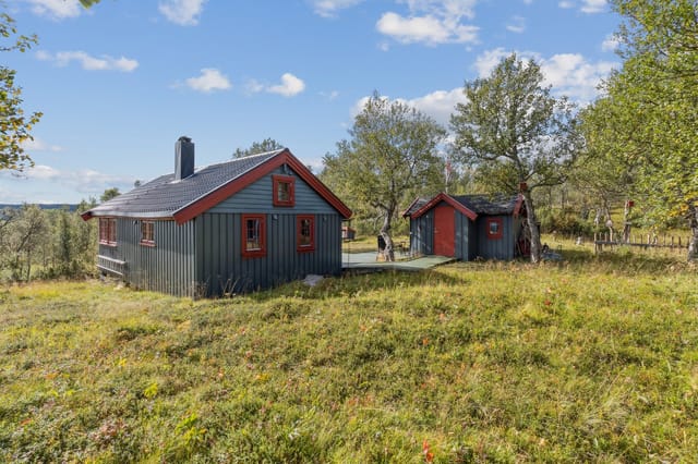 The cabin is 40 sqm with a loft, two bedrooms, and a total of 6+ beds.