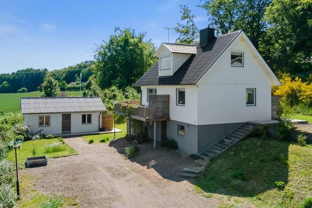 Front view of the house and garden