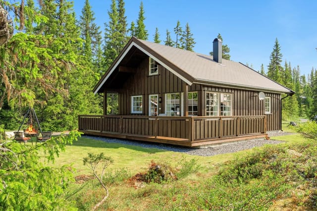 The cabin is located at Ellingsæter on Bagn Vestås, in the mountains between Valdres and Hallingdal.