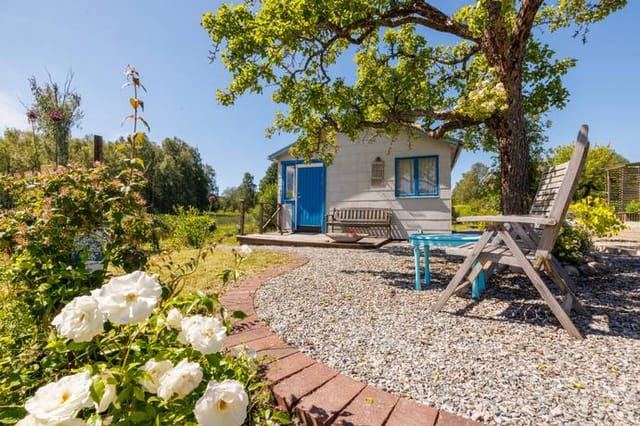 Exterior view of the cottage and garden