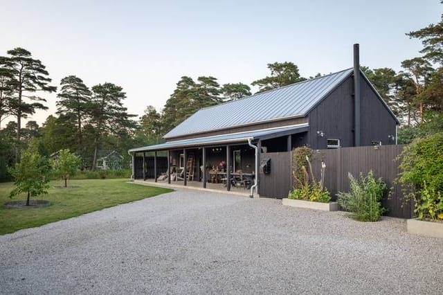 Exterior view of the house and garden