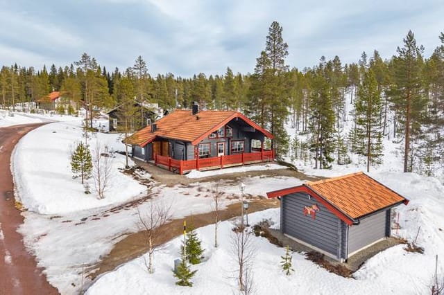 Exterior view of the house in winter