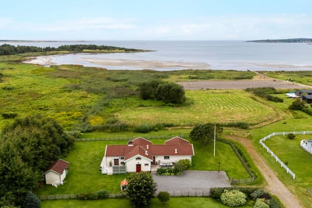 Front view of the house and garden