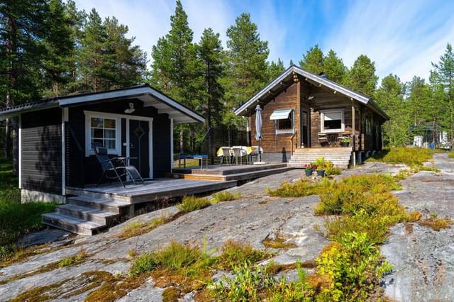 Exterior view of the log cabin