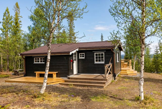 Exterior view of the house and surrounding landscape