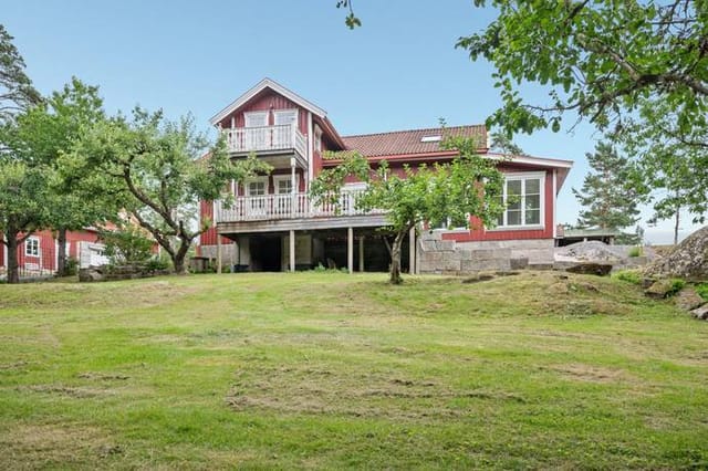 Front view of the house and garden