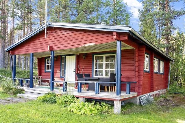 Exterior view of the timber cabin