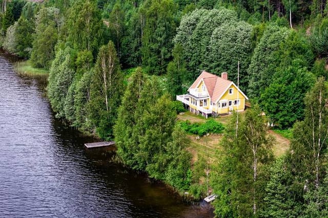 Lakefront view and main house