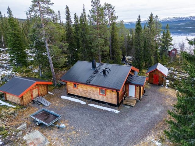 Exterior view of the log cabin