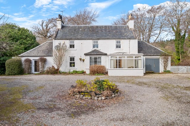 Front view of the renovated farmhouse