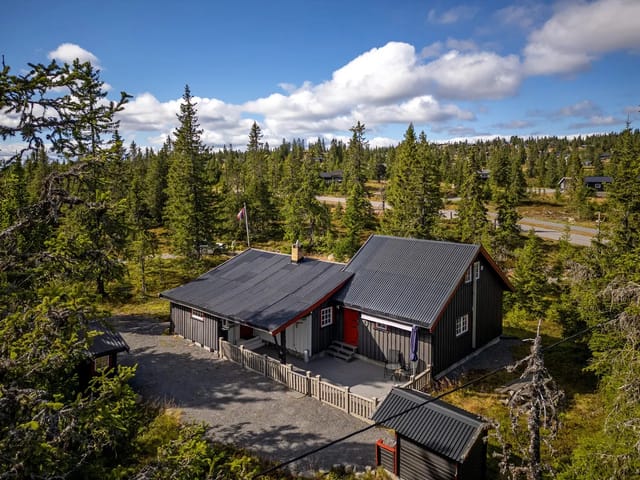The cabin is situated on a spacious leased plot that is easy to maintain and naturally adapted to the surroundings.