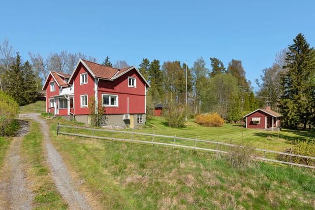 Front view of the main house and garden