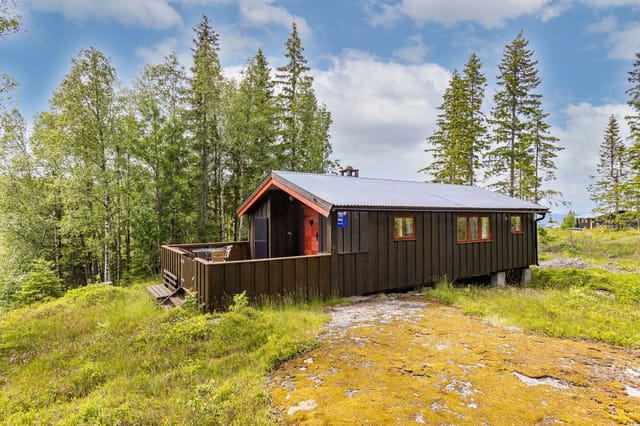 A cozy cabin with classic atmosphere and scenic location on Øståsen in Modum municipality.