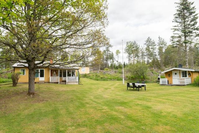 Front view of the main house and garden