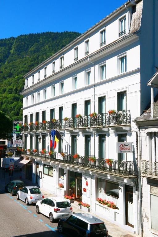 Main facade of the hotel in the Pyrenees