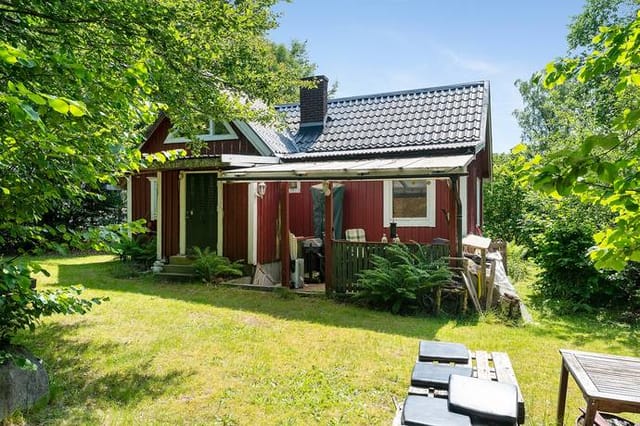 Front view of the house and garden