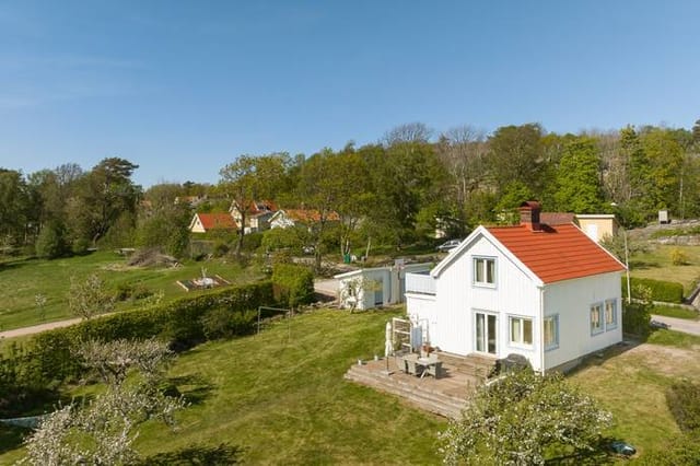 Front view of the house and garden