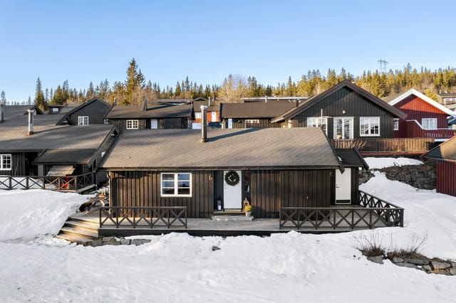 Bright, spacious and child-friendly cabin with 5 beds located in the middle of Norefjell ski center. Sunny, fireplace, parking, view. Ski in/out.