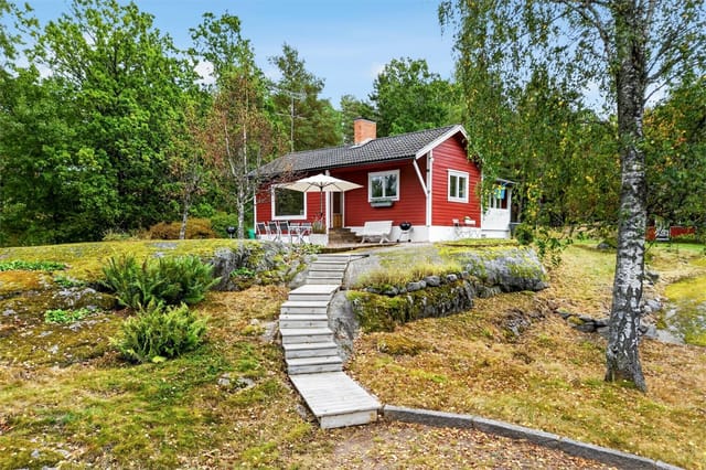 Front view of the house and garden