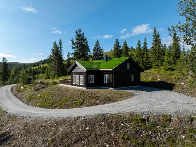 The cabin is open and sun-facing without nearby cabins obstructing the view.