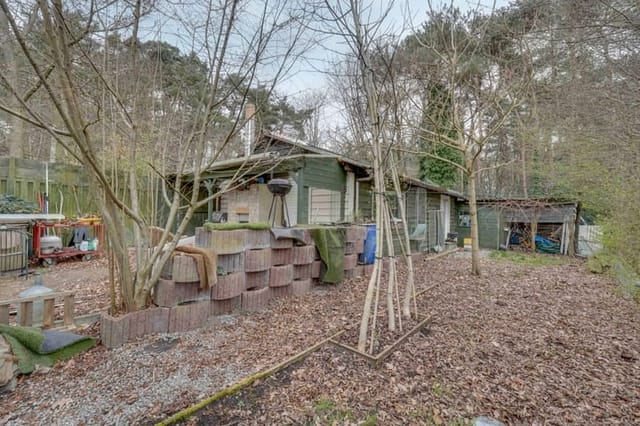 Front view of the chalet and garden