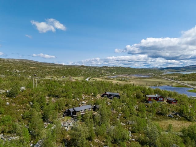 Welcome to Tjødnvollvegen – main cabin and stabbur