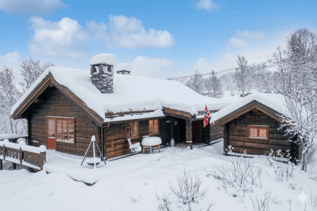 Welcome to Silkedalsporten 52, a very beautiful and unique log cabin over three floors with 11 beds in 2 bedrooms, 2 loft rooms, and annex.