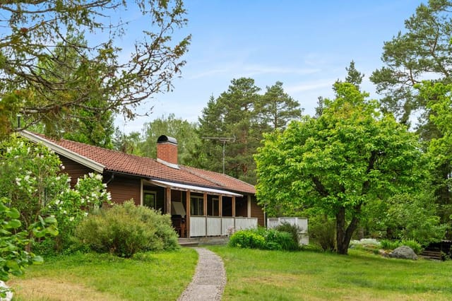 Front view of the house and garden
