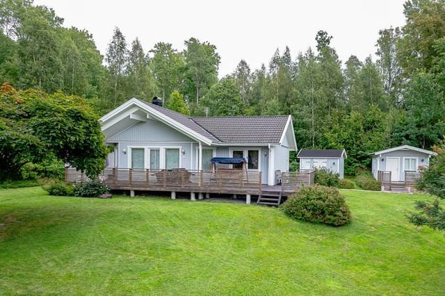Lake view and house exterior