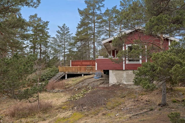Front view of the house and woodland plot