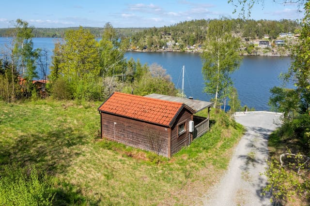 Lake view and cottage exterior