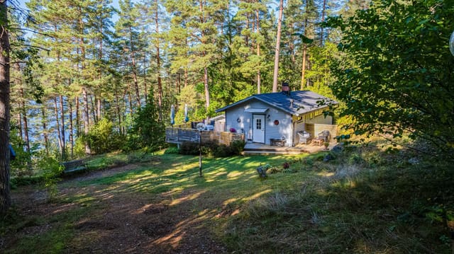 Front view of the house and garden
